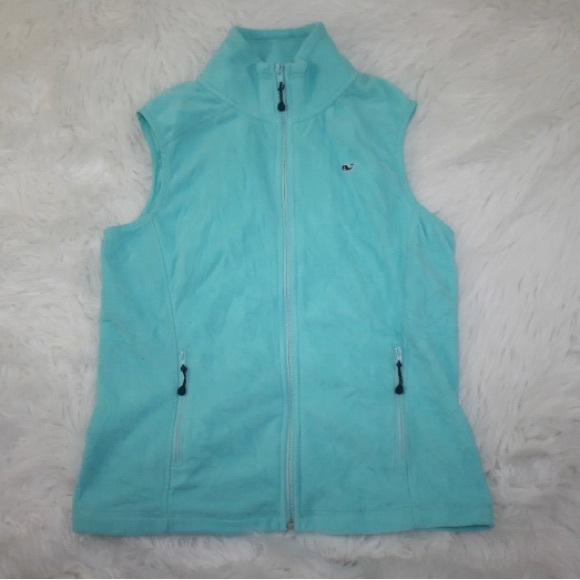 Vineyard Vines Womens Aqua Blue Full Zip Sleeveless Fleece Vest Size Small S - Picture 1 of 6